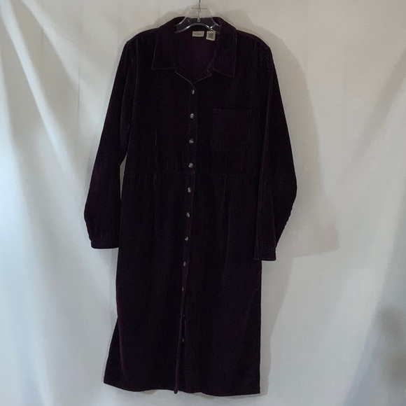 104 RARE! Vintage L.L. Bean Purple Corduroy Dress with Pockets - Picture 6 of 16